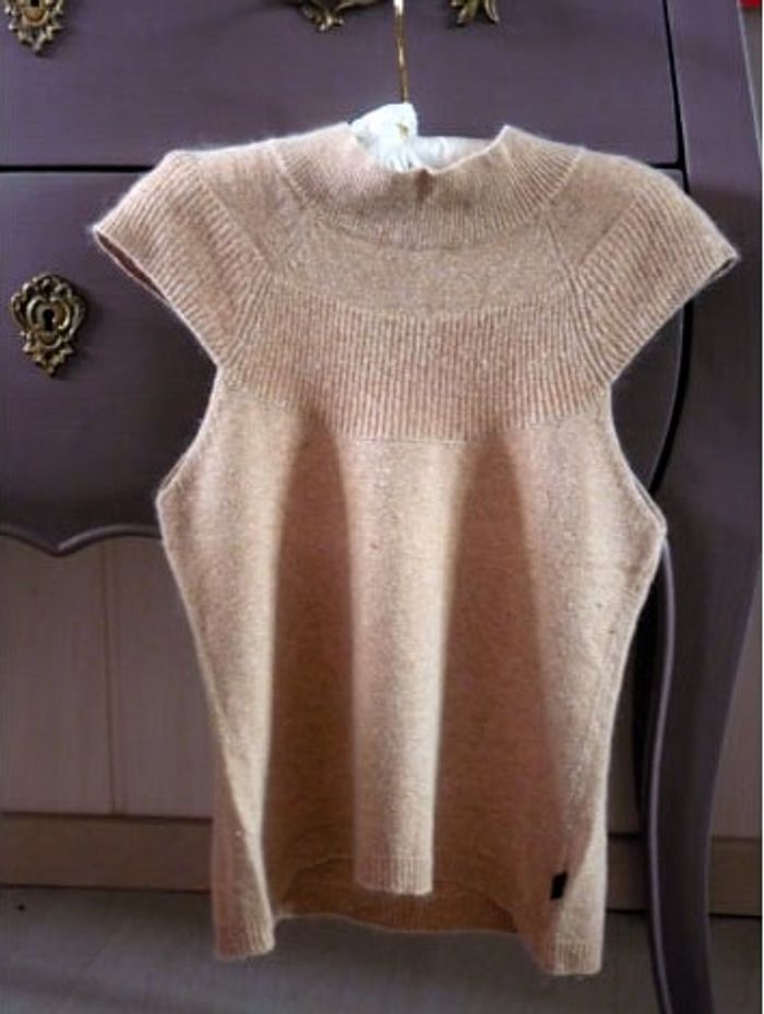 Pull hiver fille Jean Bourget cachemire angora 6 ans beige TBE