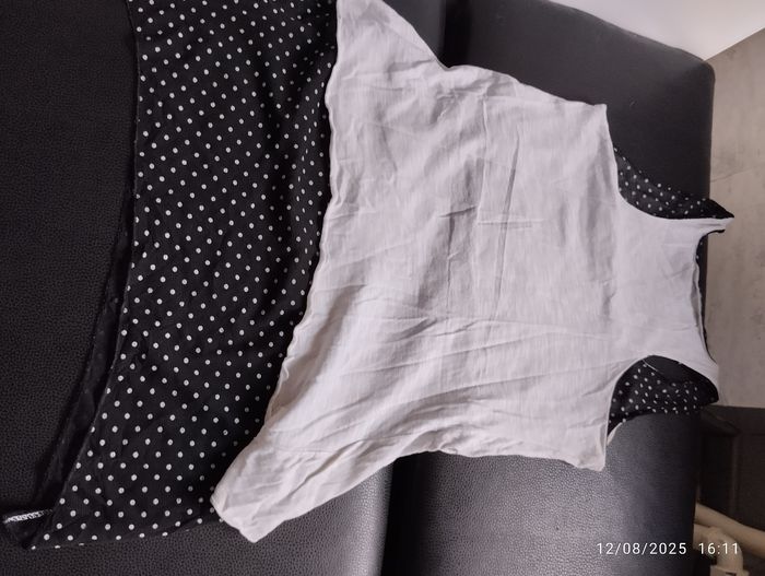 Tee shirt tunique robe courte noir et blanc à pois cache cache taille 2 - photo numéro 4