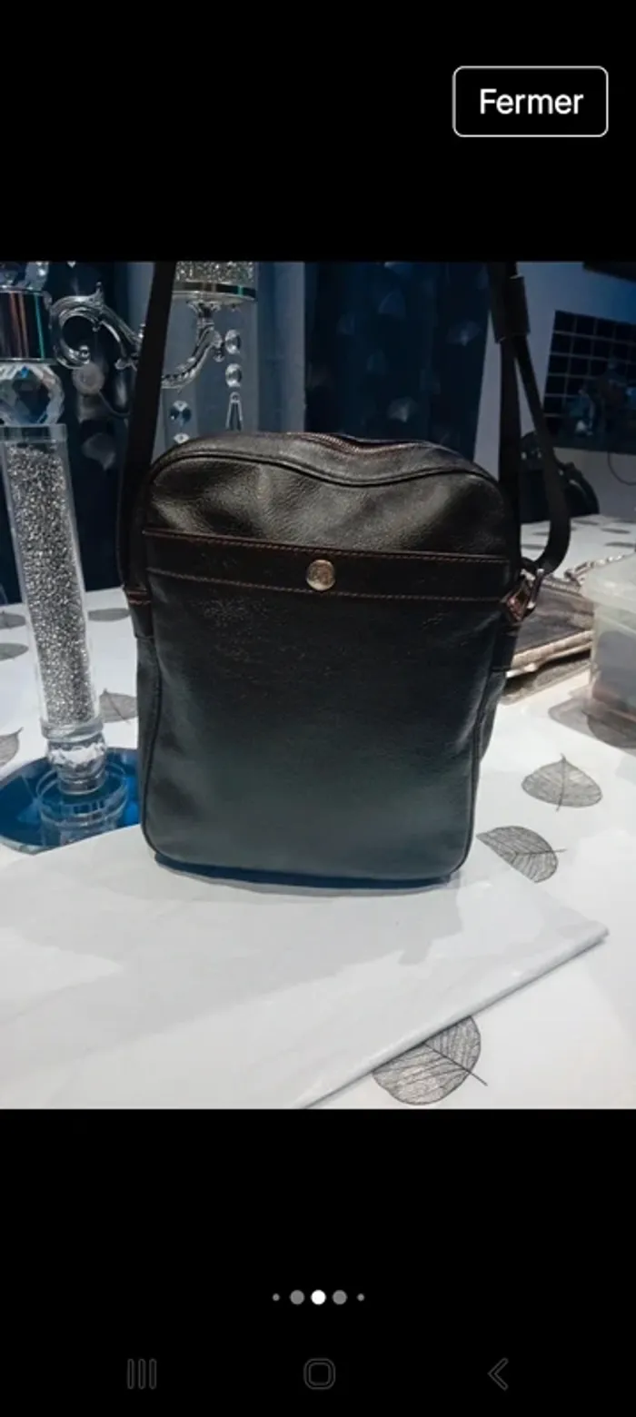 Pochette longchamp homme en cuir marron 25x21x5 - photo numéro 6