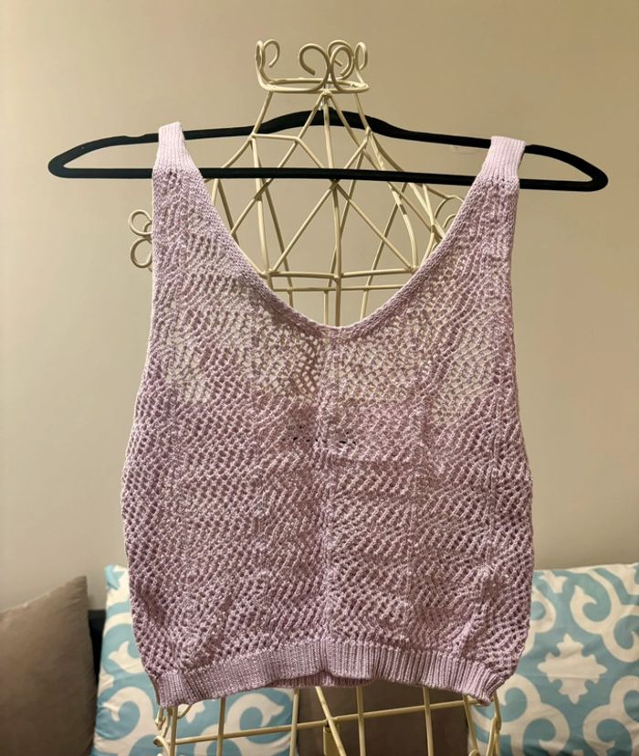 Débardeur crochet lilas Lefties – Taille S - photo numéro 4