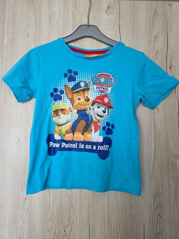 TEE-SHIRT GARÇON 👦 PAW PATROL NICKELEDEON BLEU TURQUOISE 6ANS