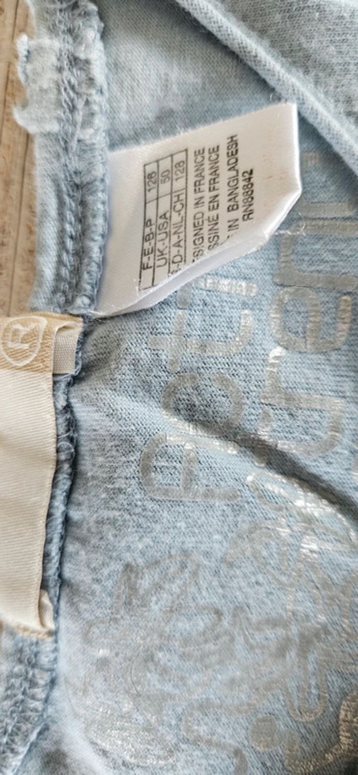 T shirt court bleu très clair, manches courtes, La Redoute, 8 ans mais petit - photo numéro 4