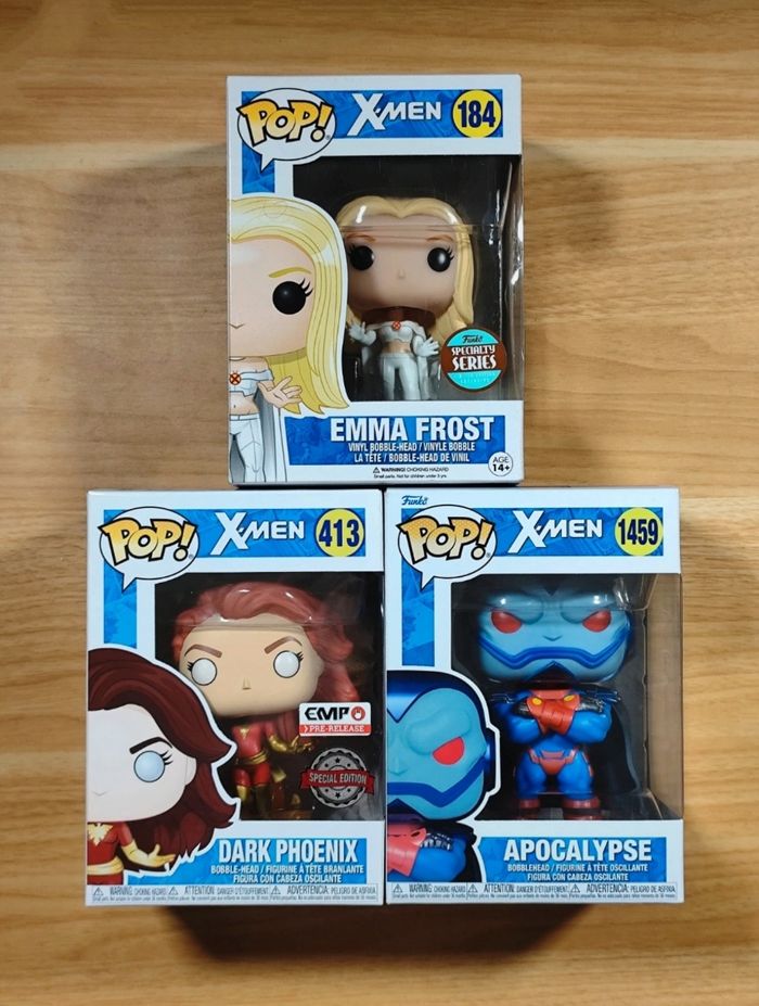 Lot 3 Funko Pop! X-Men: Emma Frost #184 Dark Phoenix #413 Apocalypse #1459