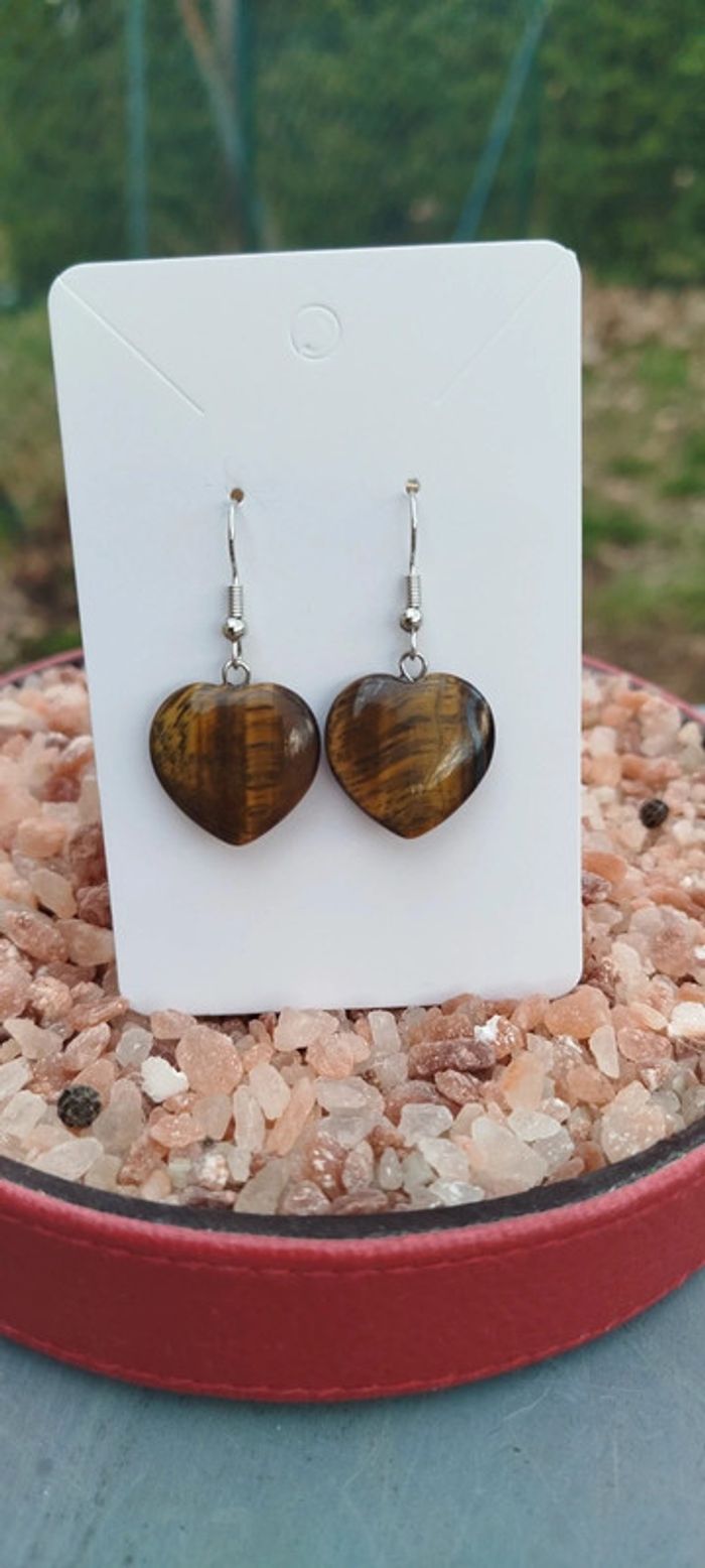 Boucles d'oreilles Argent en Œil de Tigre