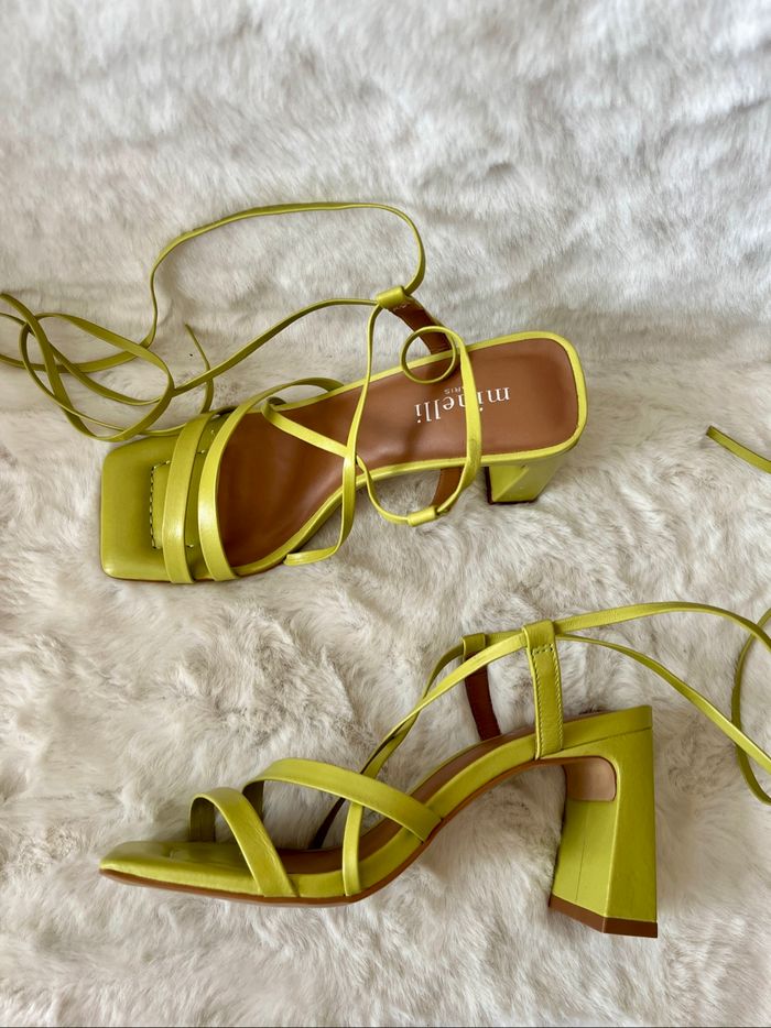 Sandales Minelli en cuir vert anis pointure 36 talons 8 cm - photo numéro 5
