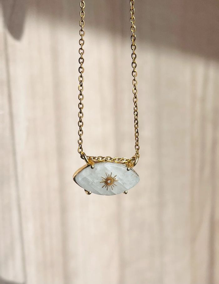 Collier grigri œil Pierre de Lune - photo numéro 7