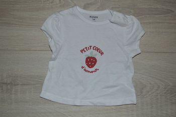 Tee shirt manches courtes Petit coeur Kiabi 1 mois