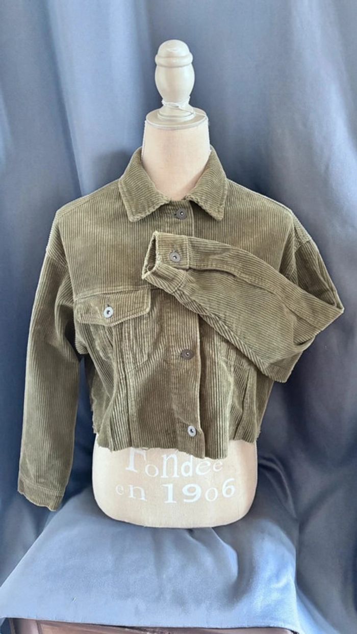💕 veste chemise courte côtelé aspect velours taille 34 XS #zara - photo numéro 2