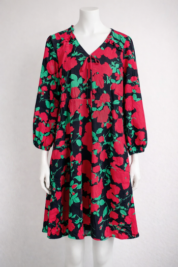 robe fleurie rouge et vert - L - neuf - rant et rave