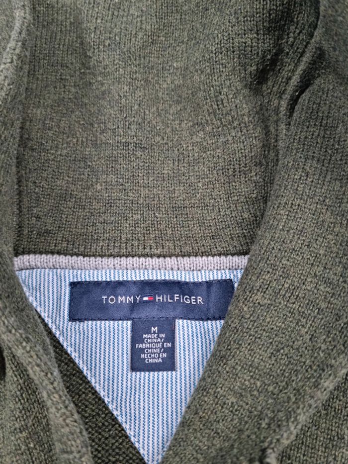 Pull col châle Tommy Hilfiger kaki L Hommes - photo numéro 6