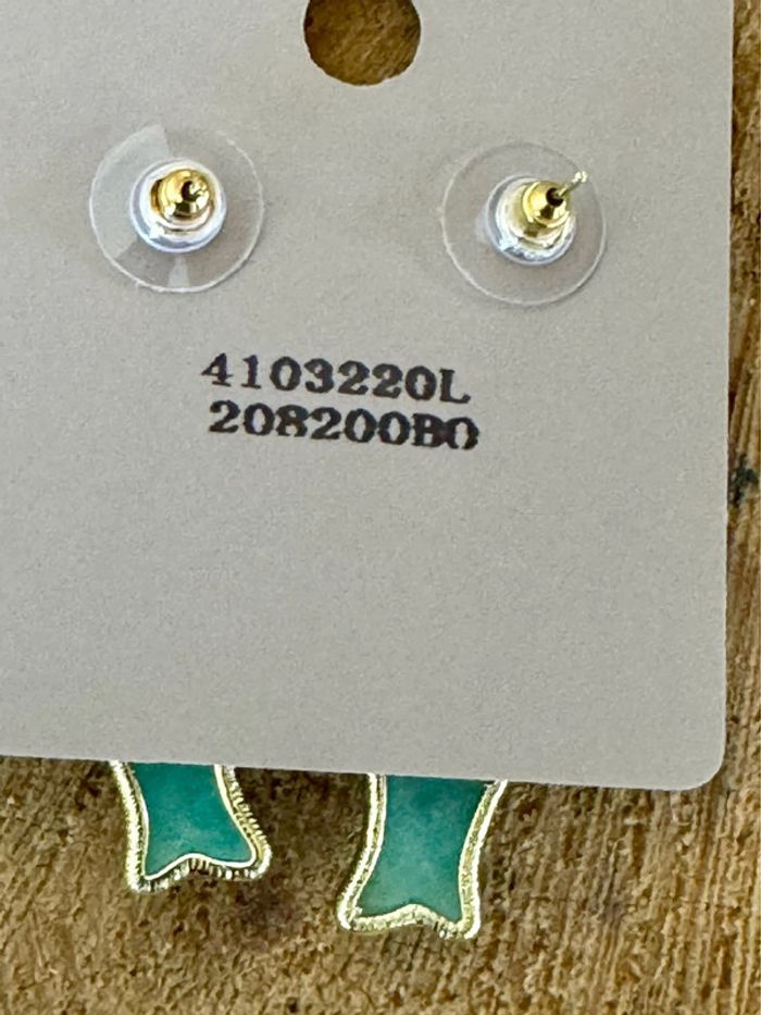 Sublime boucles d’oreilles  acier inoxydable le longues poisson jade vert et rose , amazonite - photo numéro 6