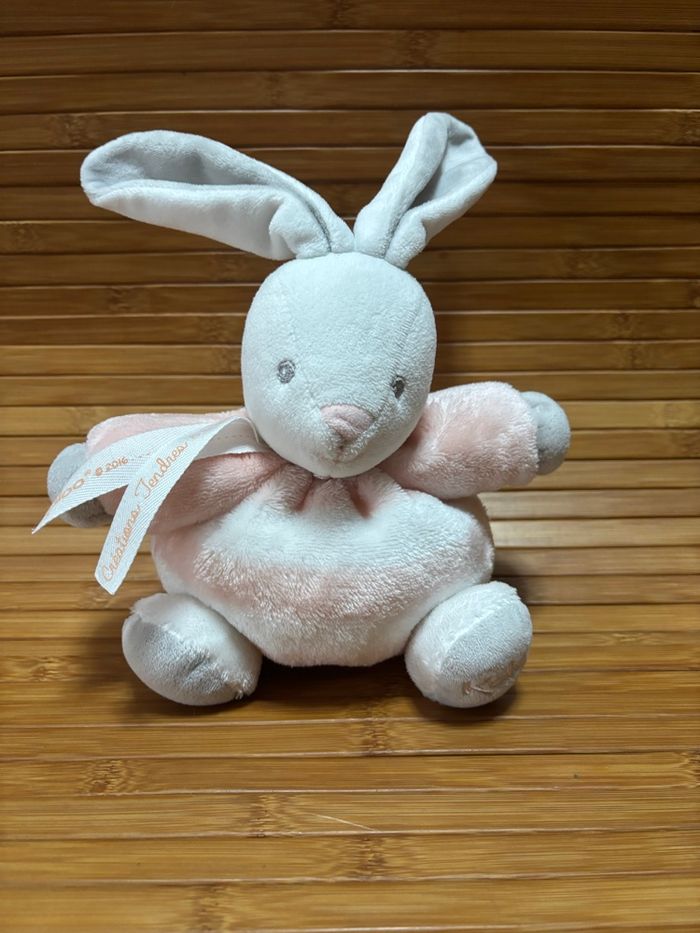 Doudou lapin boule rose blanc créations tendres et douces kaloo - photo numéro 3