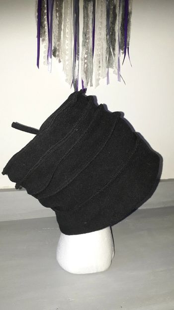 Chapeau seau femme noir en polaire