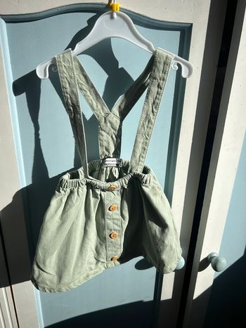 Salopette robe Lulu Castagnette verte 12 mois 🌿 boutons bois – neuve