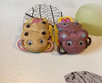 4 élastiques cheveux enfant tête animaux