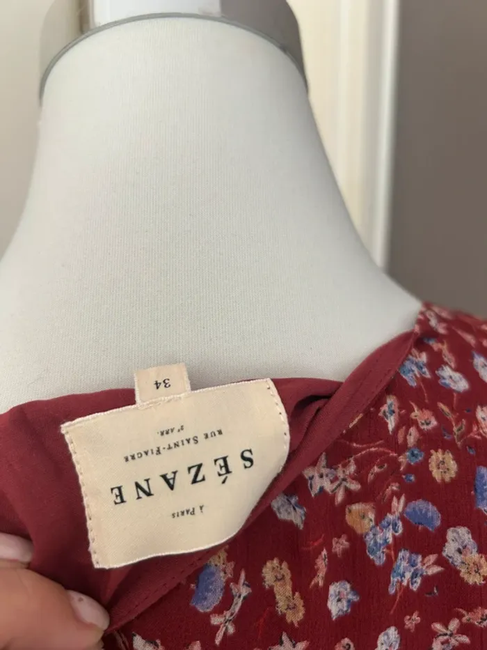 Sezane robe aurena rouge Imprimé Florale taille 34. - photo numéro 7