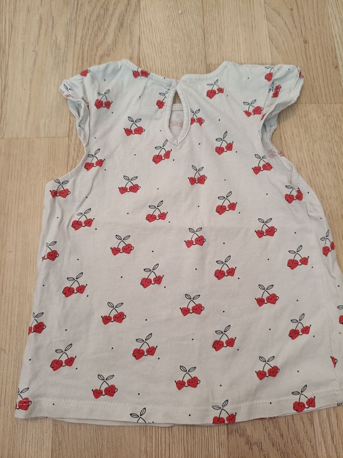 T-shirt fille cerise coeur taille 24 mois - photo numéro 2
