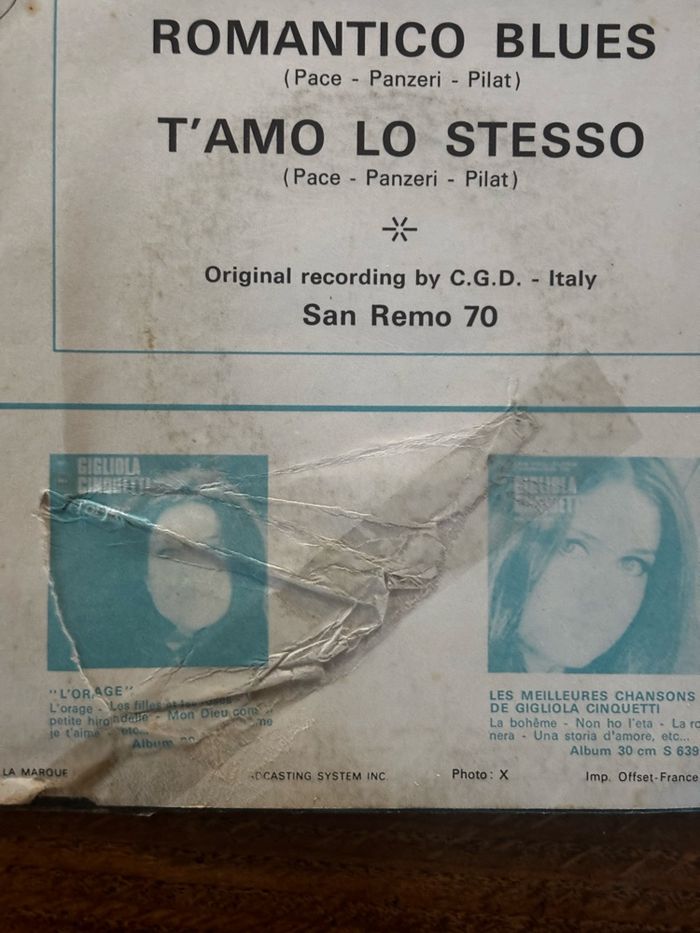 Vinyle 45 tours Gigliola Cinquetti Romantico blues - photo numéro 4