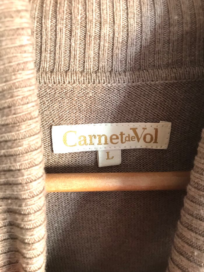 Pull long col roulé marron clair Carnet de vol taille L - photo numéro 3