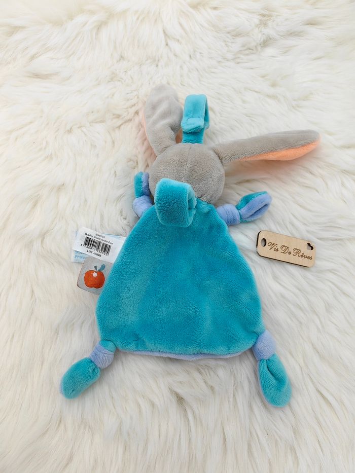 Doudou lapin bleu Pom attache sucette BN0250 - photo numéro 3