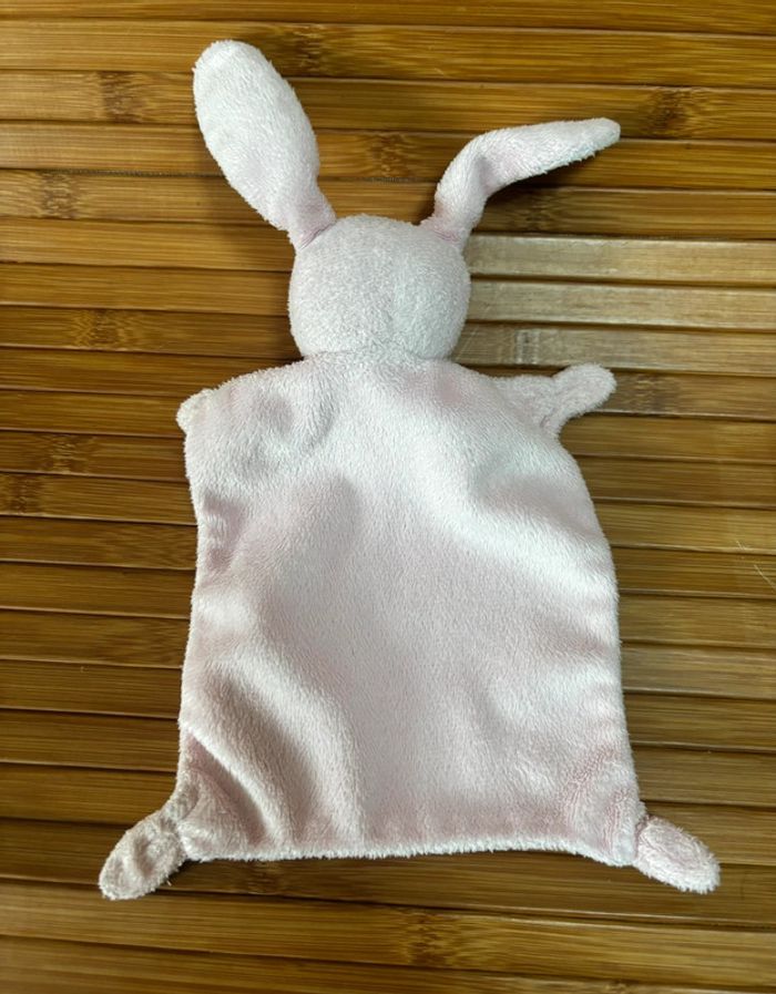 Doudou plat lapin rose blanc grain de blé - photo numéro 3