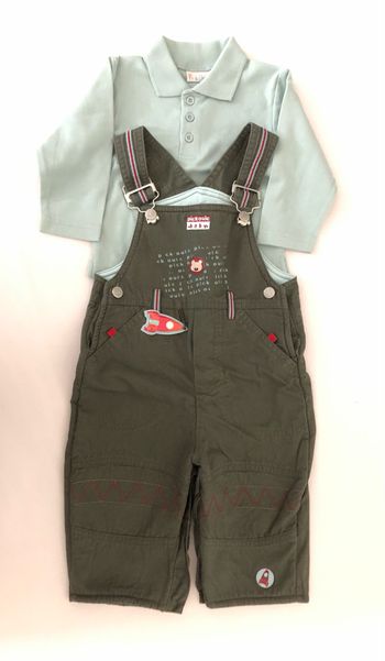Ensemble polo manches longues + salopette 12 mois
