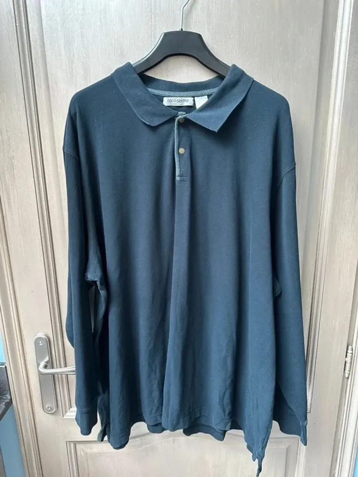 Polo manche longue taillissime 7XL noir
