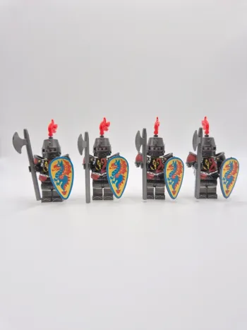 Figurines type lego 4 soldats chevaliers Du Dragon