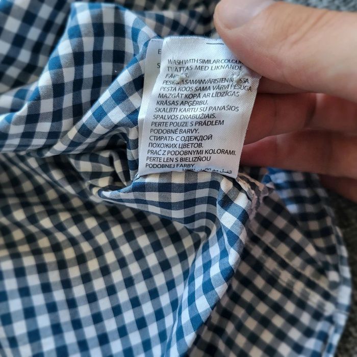 Chemise à carreaux LxM bleue et blanche manches longues col boutonné coupe ajustée taille M Coton - photo numéro 11