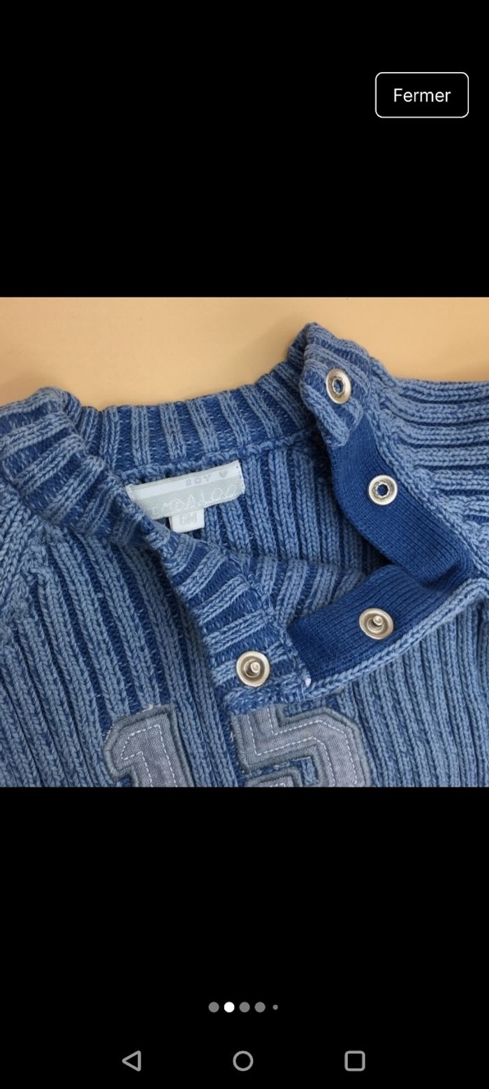 Pull garçon 6 mois coton bleu Kimbaloo – comme neuf - photo numéro 6