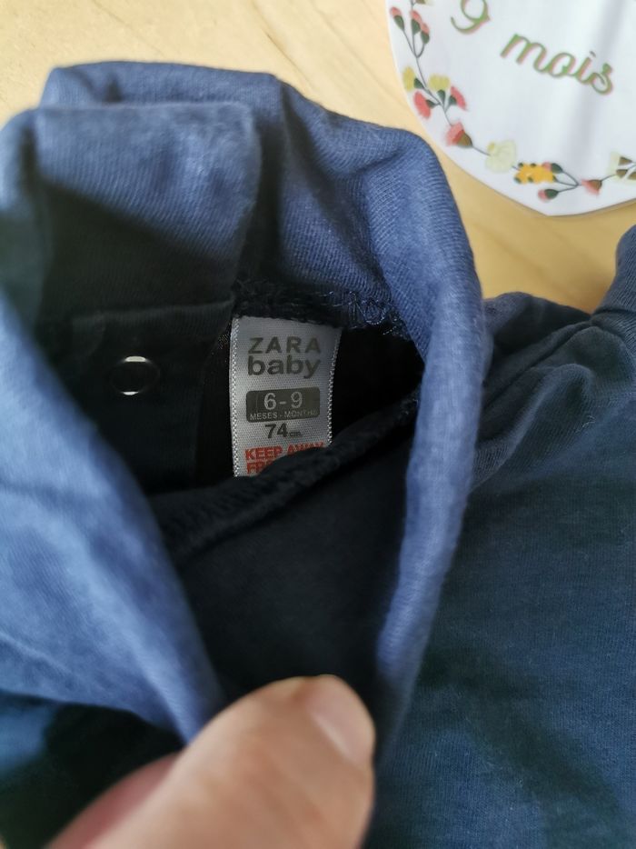 Lot de 2 sous pull marine bébé garçon 6/9mois zara tbe - photo numéro 3