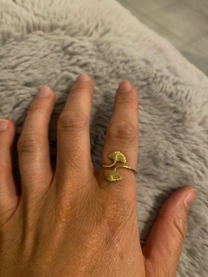 Bague Gingko plaqué or - photo numéro 2