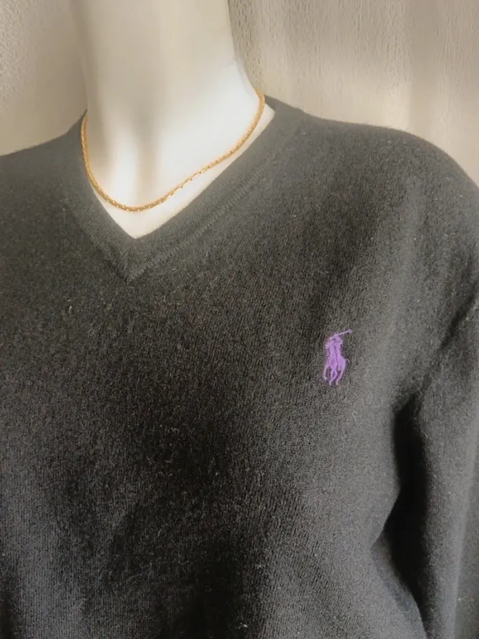 Ralph Lauren " Pull noir en Laine merinos " taille XL - photo numéro 3
