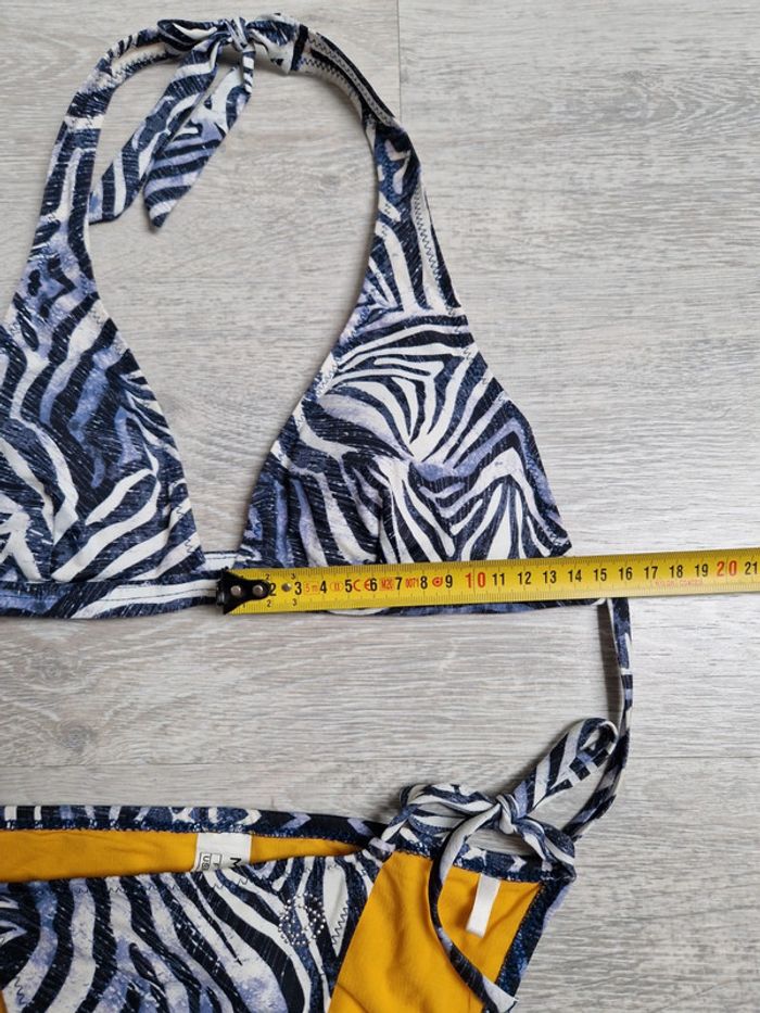 Maillot de bain bikini 2 pièces zébré bleu Morgan neuf indiqué taille 36 mais convient à un 34 - photo numéro 5