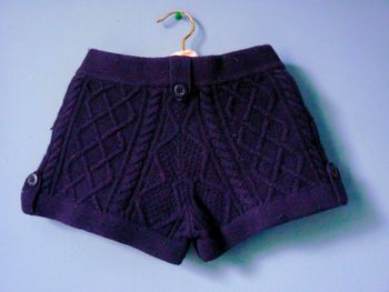 Short laine Fille Sisley 8 ans bleu marine maille tricot TBE