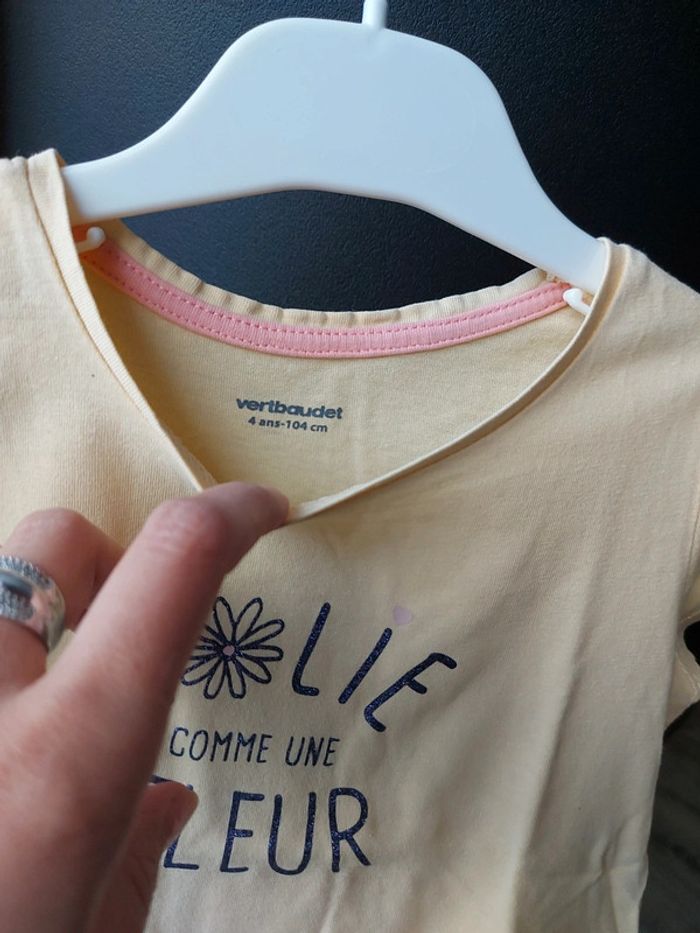 Tee-shirt manches courtes Vertbaudet 4 ans jaune - photo numéro 5