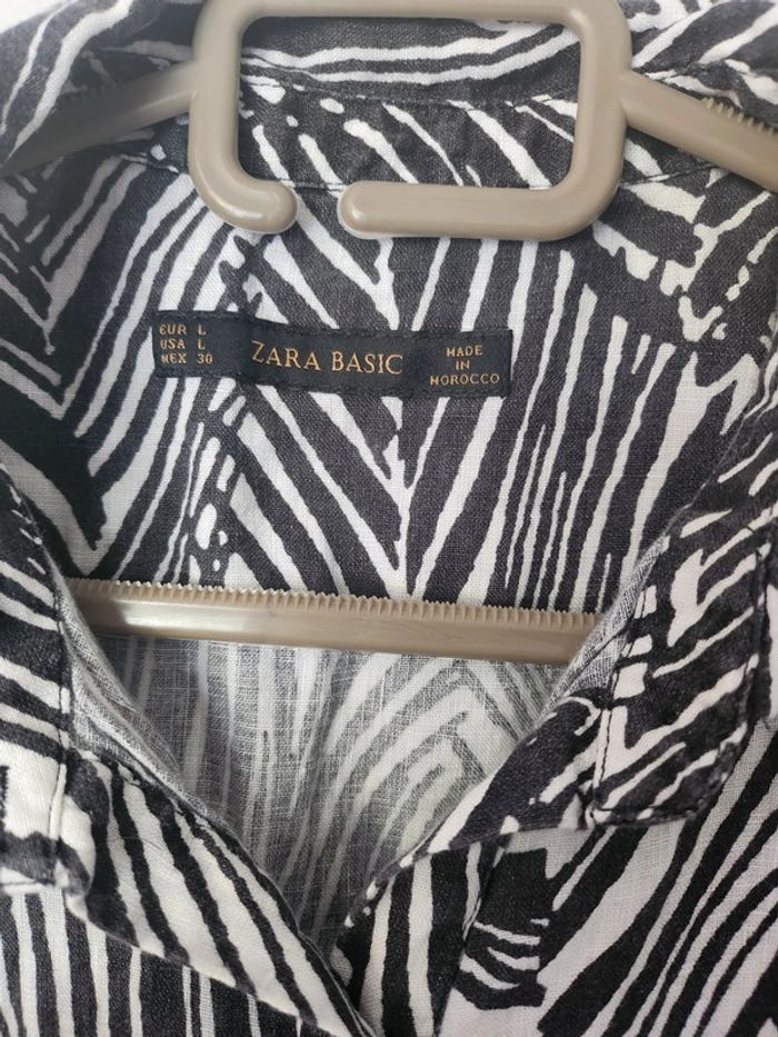 Robe tunique blouse longue Zara taille L motifs zèbre noir et blanc - photo numéro 3