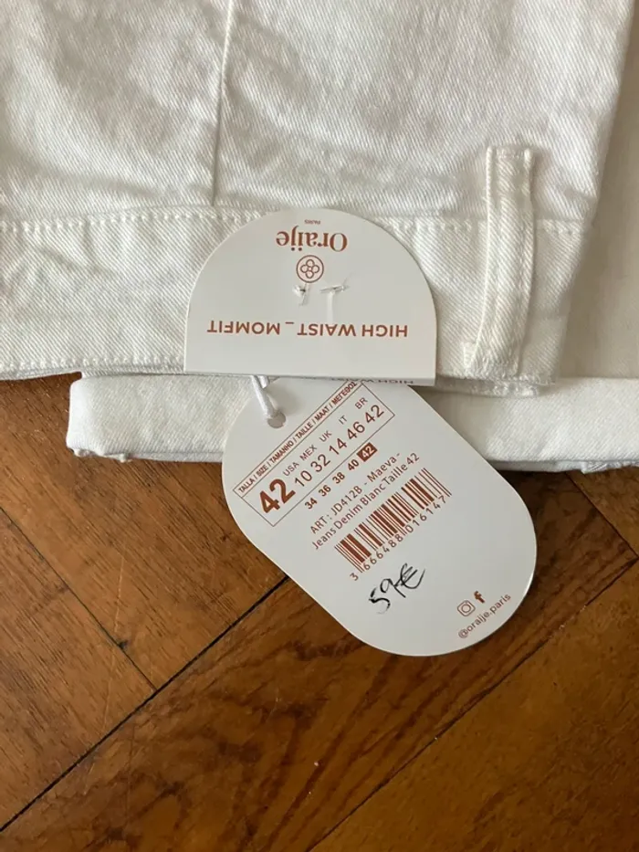 Jean blanc stretch T42 neuf avec étiquette - photo numéro 2