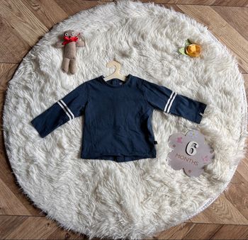 T-shirt manches longues bleu marine - 6 mois
