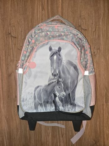 Cartable à roulette cheval + sac de gym assortit