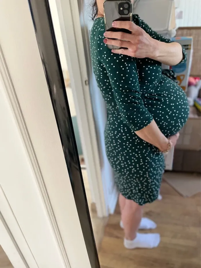 Robe grossesse vert à pois blanc - photo numéro 5