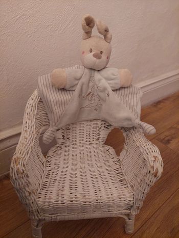 Doudou lapin gris rayé étoiles Nicotoy