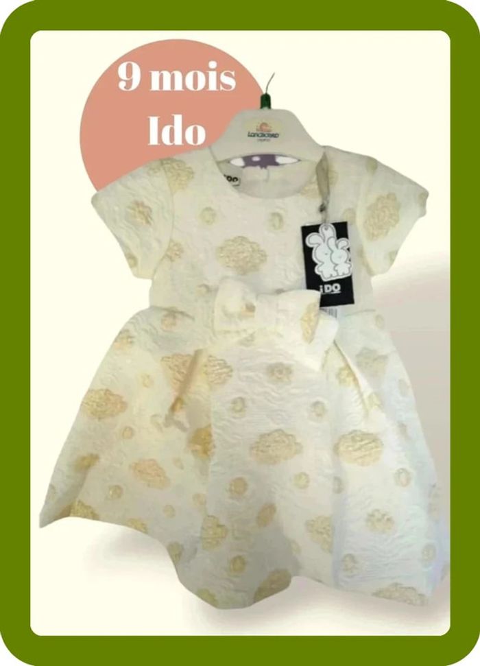 Robe pour fêtes et cérémonies neuve avec étiquette marque taille 9 mois (74cm) marque Ido.