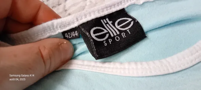 Tee-shirt de sport élite manches courtes bleu et blanc col rond en viscose femme 40/42 élite sport - photo numéro 14