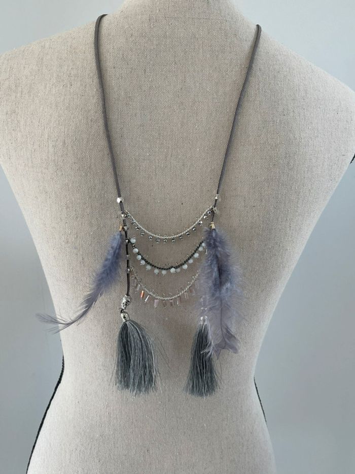 Sautoir gris plume - photo numéro 2