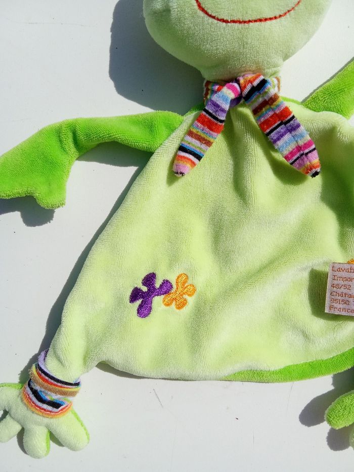 Doudou grenouille verte marque baby nat' broderie - photo numéro 4