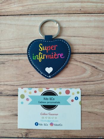 Porte-clé similicuir coeur super infirmière