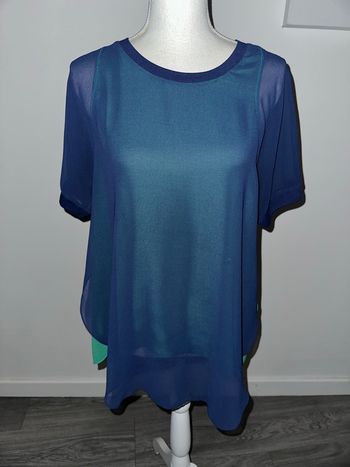 Blouse tunique asymétrique Cop Copine bleue et verte T40 L