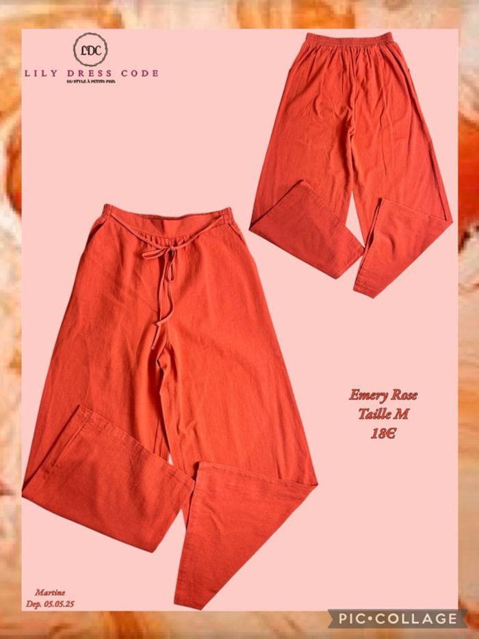 🧡 Pantalon fluide orange brique Emery Rose – Taille M NEW 🧡