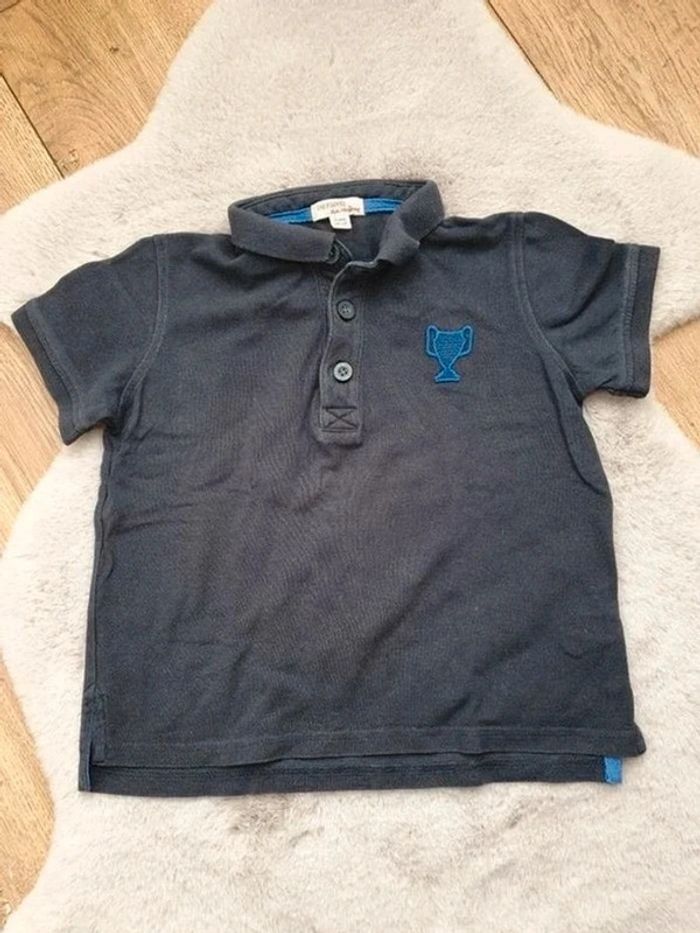Polo manches courtes bleu marine Du pareil au même DPAM 3 ans